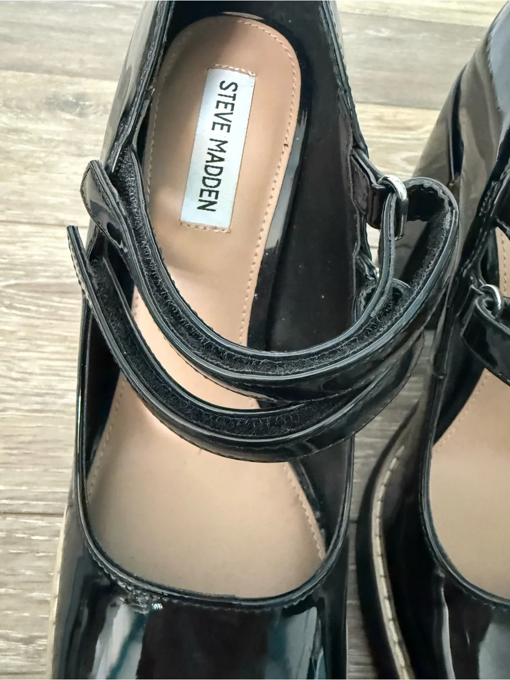 Steve Madden Twice Mary Jane Black Patent Leather Pumps